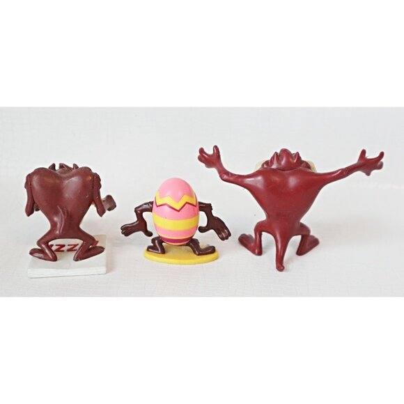 3 Vintage Tazmanian Devil PVC Figurine Pizza Taz Easter Egg Collectible Looney - Picture 5 of 5